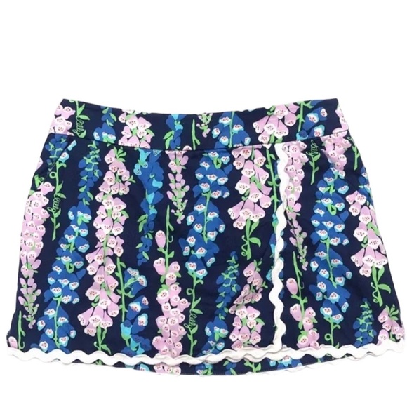 Lilly Pulitzer Skort/Skirt Blue Floral Print Sz 0 - Picture 1 of 9